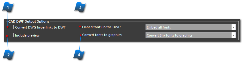 CAD DWF Output Options