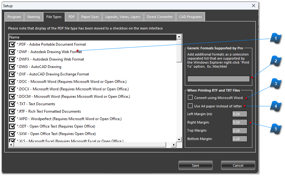 File Types Tab